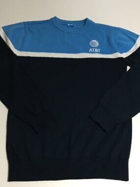 ATT AT&T Mens Small Crewneck Sweater Knit Blue Employee Uniform